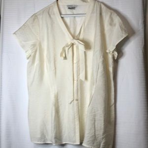Ivory Silky Top with Cap Sleeves and Tie